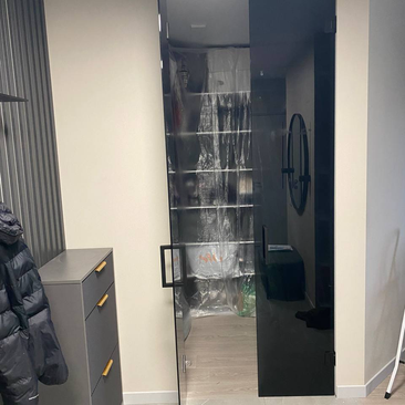 Гардероб с черным тонированным остеклением